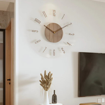 Silent Wall Clock for Living Room, Modern Large Wall Clock in Acrylic and Wood – image 4