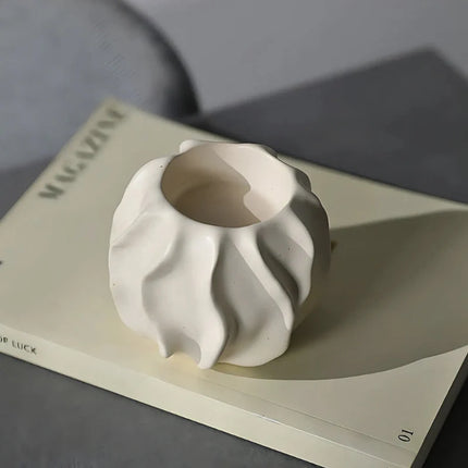 Hand-Crafted Ceramic Candle Holder with Modern Organic Design | Sculptural Accent for Taper Candles and Decor