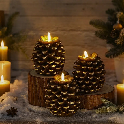 Flameless Pinecone Candles with Remote Control & Timer | Nature-Inspired Ambiance for Cozy Spaces