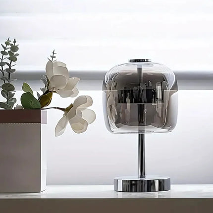 Modern Table Lamp with Dimmable Lighting and USB Power | Premium Iron and Glass Design for Ambient Atmosphere