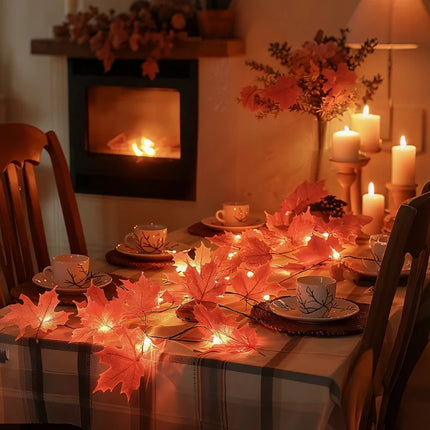 Botanical Garland Light with Warm White Glow | Nature-Inspired Decor for Elegant Home Ambiance