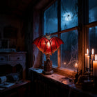 Gothic Bat Lamp with Crimson Wings | Eerie Accent Light for Halloween Decor and Ambience