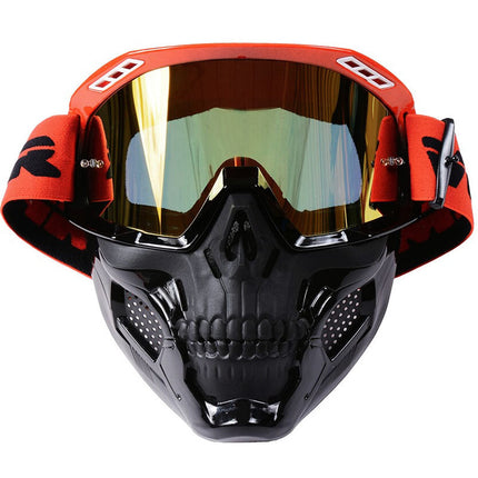 Skull Mask with Motorcycle Goggles, Motorcycle Face Mask with Removable Filter, Riding Goggles, Motorcycle Gear