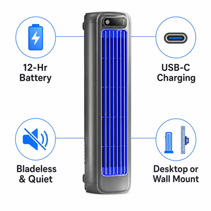 Portable Fan, Rechargeable or Plug In Cooling Fan for Bedroom and Office