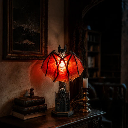 Gothic Table Lamp with Bat Wings, Resin Goth Decor – image 17