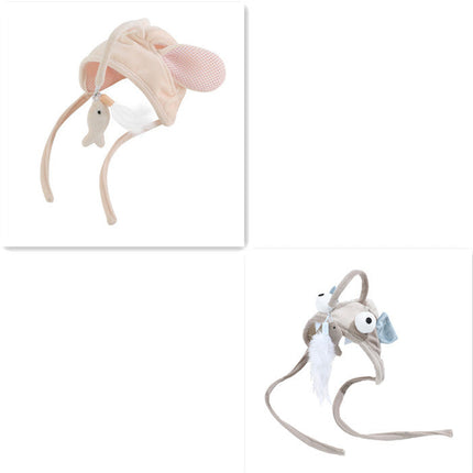 Head-Wearing Cat Toy with Feather Teaser | Adjustable Interactive Hat for Hands-Free Play