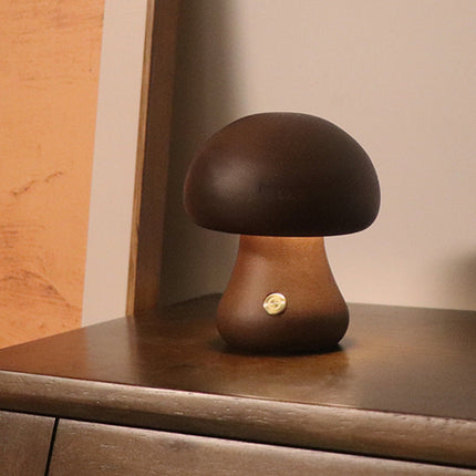 Wooden Mushroom LED Night Light with Touch Switch | Creative Cozy Decor for Warm Ambiance