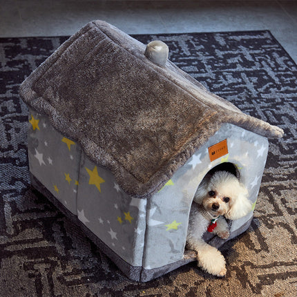 Cozy Foldable Pet House with Self-Warming Fabric | Durable & Portable Winter Bed for Dogs and Cats