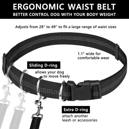 Hands Free Dog Leash, Waist Dog Leash with Belt and Bag – image 5