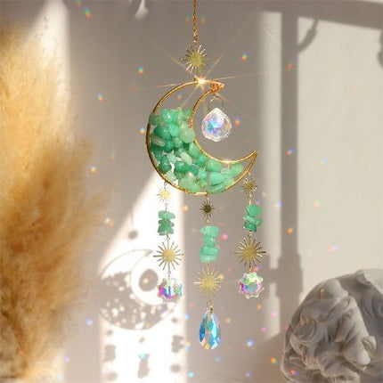 Moon Crystal Pendant Car Accessory with Elegant Design | Reflective K9 Crystal for Aesthetic Vehicle Enhancement