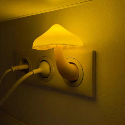 LED Mushroom Night Light with Light Sensor | Warm Yellow Glow for Cozy Home Ambiance