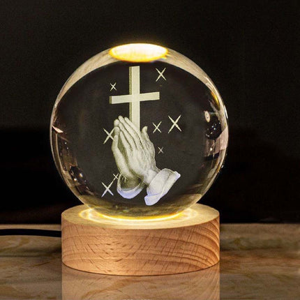 Jesus Glowing Crystal Ball with LED Wooden Base, Christian Gifts – image 20