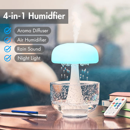 Jellyfish Raindrop Humidifier with 7-Color Ambient Light | Dual Function for Humidification and Mood Enhancement