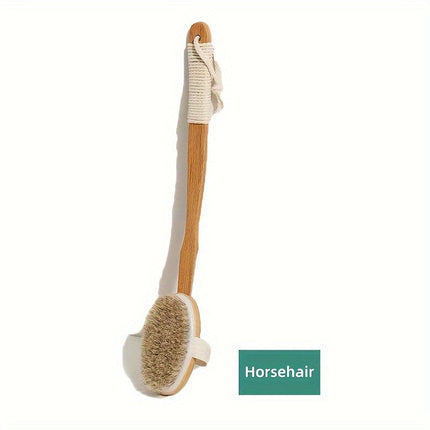 Body Scrubber for Shower, Long Handle Back Scrubber with Boar Bristles, Dry Brush for Body, Lymphatic Drainage Brush
