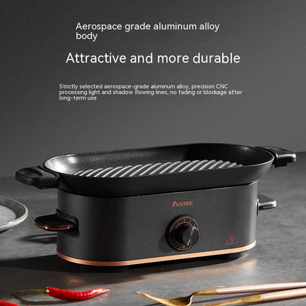 Mini Barbecue Plate Electric Grill with Titanium Black Finish | Compact Indoor & Outdoor Cooking for 1-2 People
