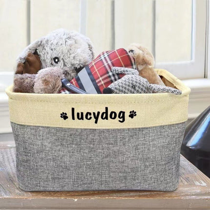 Personalized Dog Toy Storage Basket with Foldable Design | Organized Solution for Your Pet's Toys