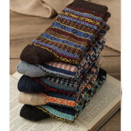 Wool Socks for Winter, Thermal Socks with Colorful Nordic Pattern for Indoor and Outdoor – image 5