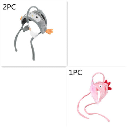 Head-Wearing Cat Toy with Feather Teaser | Adjustable Interactive Hat for Hands-Free Play