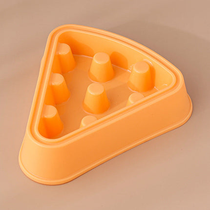 Slow-Feed Pet Bowl for Cats & Dogs in Cartoon Pizza Design | Fun Mealtime Solution to Promote Healthy Eating