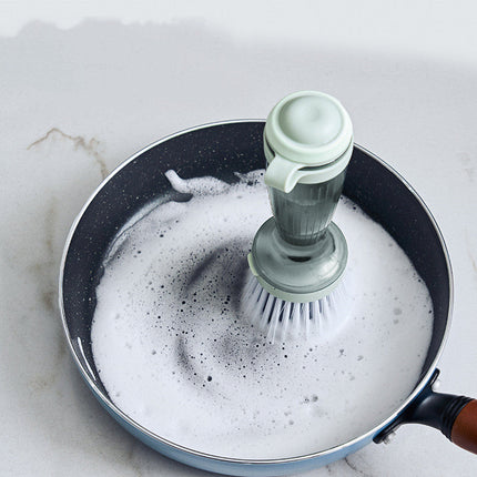 Dish Scrub Brush with Soap Dispenser for Effortless Cleaning | Ergonomic Design for Non-Stick Cookware