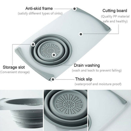 3-in-1 Chopping Board with Detachable Drain Basin | Durable Kitchen Tool for Easy Food Preparation