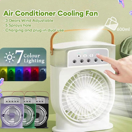 Portable USB Air Cooler with Adjustable Fan and 7-Color LED Lights | Personal Comfort for Home and Office