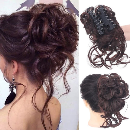 Curly Hair Bun Scrunchie, Messy Bun Hair Piece with Elastic Band