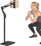 Phone Holder Floor Stand, Tablet Holder with 360 Rotating Arm, Adjustable Phone Stand for Desk and Streaming