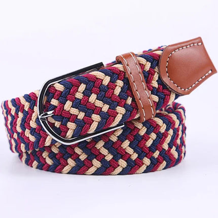 Stretch Belt, Elastic Fabric Belt with Metal Buckle, One Size Casual Stretchy Belt for Everyday Outfits
