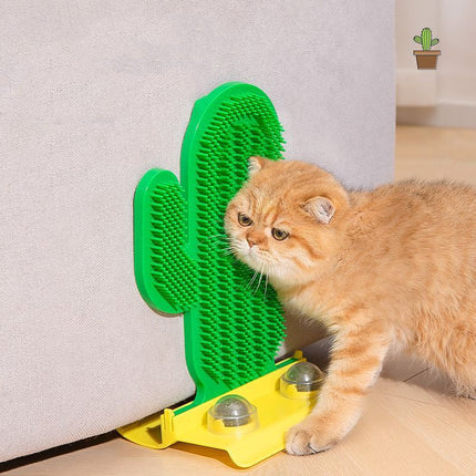 Cat Hair Scrubber Toy with Corner Tickle Design for Grooming & Play | Includes Catnip Balls and Stylish Base