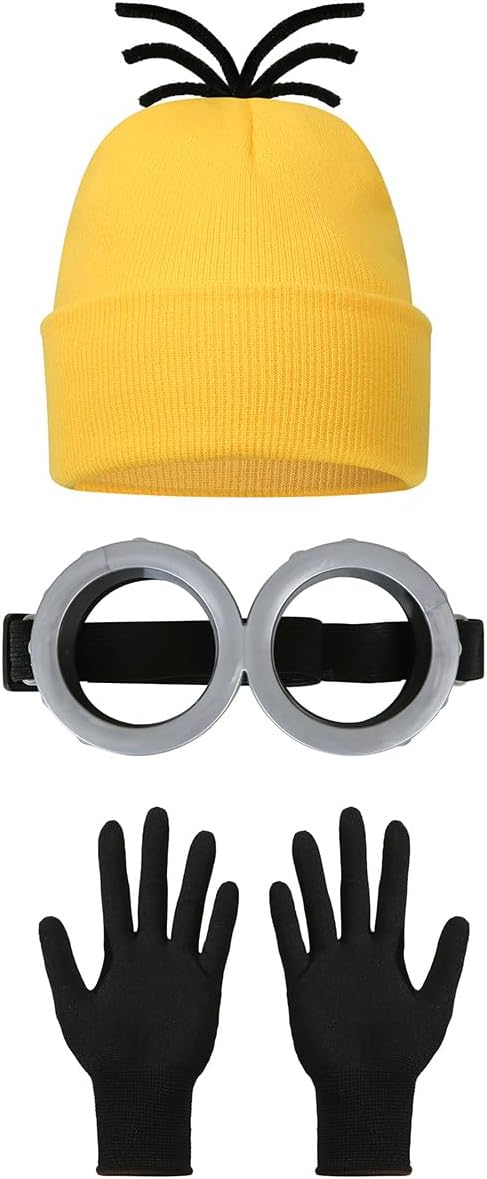 Halloween Costume Accessories, Yellow Hat with Goggles and Gloves, Adult Halloween Costume for Cosplay and Role Play