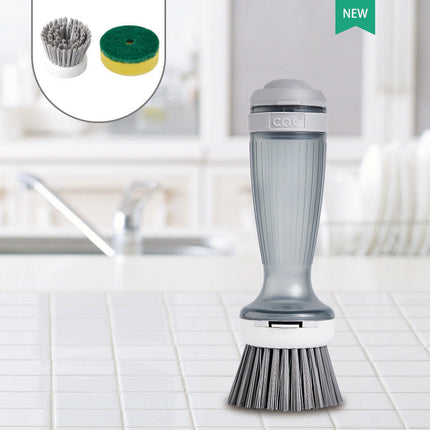 Dish Scrub Brush with Soap Dispenser for Effortless Cleaning | Ergonomic Design for Non-Stick Cookware