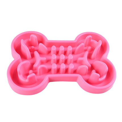 Slow Feeder Pet Bowl with Bone Puzzle Design | Silicone Dish for Healthy Eating Habits