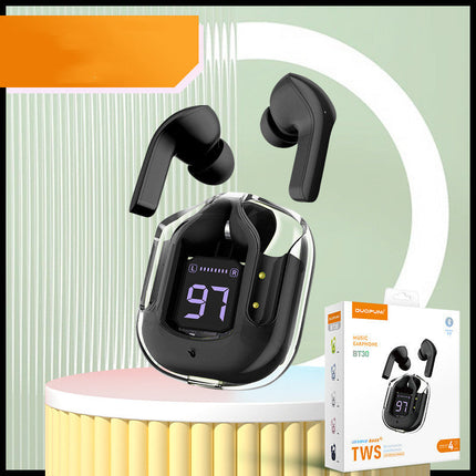 Mini Transparent Wireless Bluetooth Headset with LED Power Display | Noise Reduction for Ultimate Music Freedom