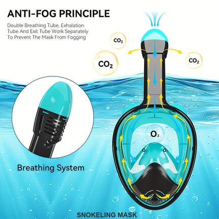 Full Face Snorkel Mask with 180 Degree View, Snorkeling Gear with Dry Top Snorkel, Snorkeling Mask for Swimming