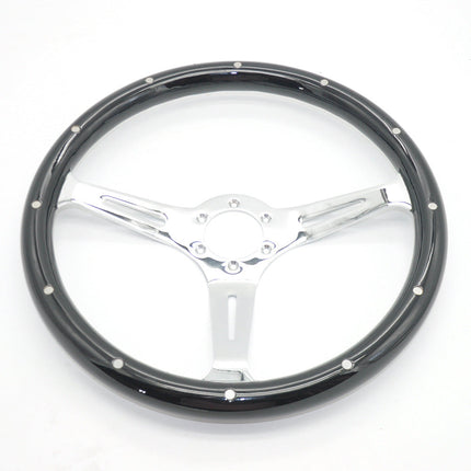 Wood Steering Wheel with Electroplated Finish | 15-Inch Classic Design for Enhanced Driving Experience