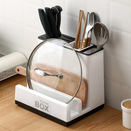 Knife & Utensil Organizer with Two-Tier Shelf | Modern Storage Solution for Efficient Kitchen Organization