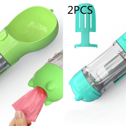 Portable 3-in-1 Dog Water Bottle with Food Compartment & Waste Bags | Hydration and Feeding Solution for Outdoor Adventures