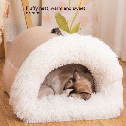 Portable Warm Pet Nest with Soft Plush Material | Cozy Haven for Dogs and Cats in Autumn & Winter