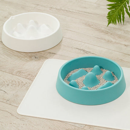 Pet Slow Food Bowl with Mountain Design for Slow Eating | Encourages Healthy Eating Habits for Cats and Dogs