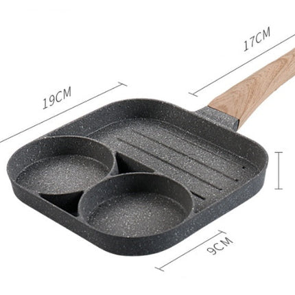 Four-Hole Non-Stick Pan with Silicone Spatula & Oil Brush | Versatile Cooking Tool for Pancakes and Omelets
