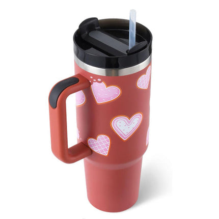 40 Oz Insulated Tumbler with Handle & Straw | Double-Wall Vacuum Insulation for Hot or Cold Beverages