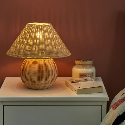 Bamboo Table Lamp with Minimalist Design | Eco-Friendly Lighting for Serene Home Decor
