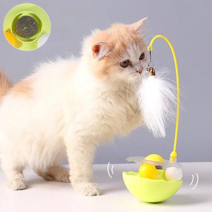 Interactive Cat Toy with Feather and Bell for Self-Entertainment | Engaging Tumbler Design with Catnip