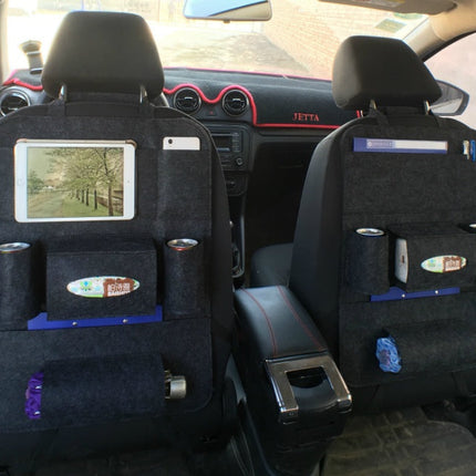Multi-Pocket Wool Felt Car Backseat Organizer with Adjustable Straps | Durable Storage Solution for Clutter-Free Travel