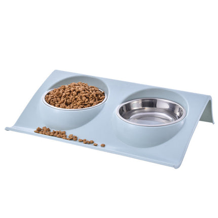 Stainless Steel Pet Double Bowl with Anti-Spatter Design | Easy to Clean and Safe Feeding for Dogs and Cats
