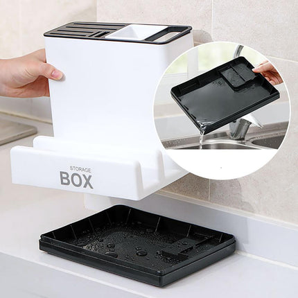 Knife & Utensil Organizer with Two-Tier Shelf | Modern Storage Solution for Efficient Kitchen Organization