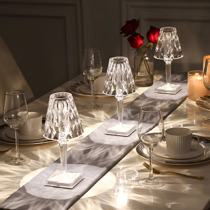 Sparkling Crystal Lamp with Touch-Sensitive Control | Elegant Rechargeable Table Light for Glamorous Ambiance