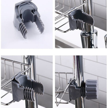 Adjustable Stainless Steel Sink Drain Rack with Clip-On Design | Space-Saving Solution for Kitchen and Bathroom Organization