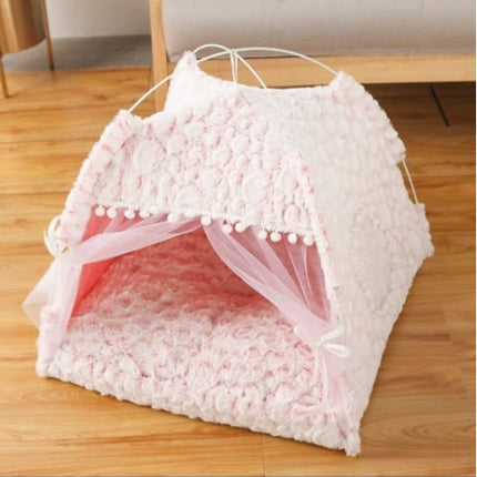 Semi-Enclosed Pet Bed with Breathable Cloth Design | Cozy Retreat for All Seasons and Sizes